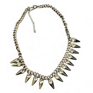 Gold-Tone Rhinestone Spike Choker Necklace